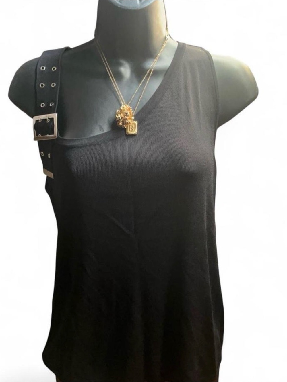 Y2K Black Buckle-Strap Tank Top